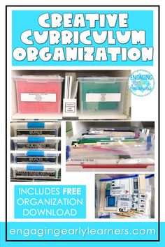 an organized drawer with the words creative organization on it and pictures of file folders