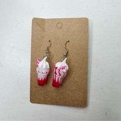 Red Milkshake Handmade Stainless Steel Hook Earrings! Casual White Drop Earrings, Handmade Red Casual Earrings, Handmade Casual Red Earrings, Earrings Color, Hook Earrings, Handmade Earrings, Etsy Earrings, Red White, Dangle Drop Earrings