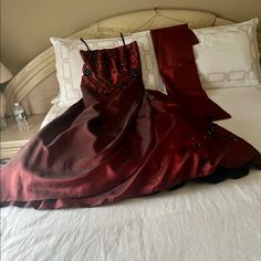 This Dress Was Worn Once, In Perfect Condition And Dry Cleaned. Comes With Shawl Color Closer To Burgundy Bust 37 In Waist 36 In Length 58 In Bride Dress Color, Jovani Dresses, Mother Of The Bride Dress, Mother Of The Bride Dresses, Bride Dress, Mother Of The Bride, The Bride, Shawl, Colorful Dresses