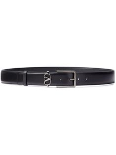 black calf leather VLogo Signature silver-tone hardware punched holes buckle fastening adjustable fit Reversible Belt, Belt Black, Hole Punch, Black Belt, Valentino Garavani, Calf Leather, Wedding Ring, Silver Tone, Mens Accessories