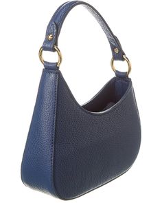 Color/Material: Blue Leather Design Details: Gold-Tone Hardware, Asymmetrical Construction Interior Design Details: Canvas Interior Measures 8.25In Wide X 5.5In High X 2In Deep Top Handle Drops 6In Adjustable And Removable Shoulder Strap Drops 23In Zipper Closure Made In Italy Please Note: All Measurements Were Taken By Hand And Are Approximate; Slight Variations May Occur. Leather Design, Blue Leather, Italian Leather, Leather Shoulder Bag, Design Details, Top Handle, Shoulder Strap, In Italy, Shoulder Bag