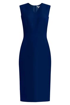 Kateri V-Neck Dark Blue Sheath Dress – Caeli Light Coral Dress, Lilac Dresses, Dresses Lilac, High Neck Long Dress, Purple Sheath Dress, Turtleneck Dress Sleeveless, Blue Sheath Dress, Stylish Winter Coats, Dresses Work