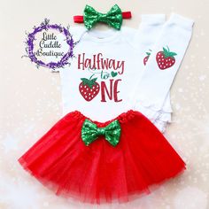 Sweet One Strawberry First Birthday, Halfway To One, Six Month Birthday, Baby Tutu Outfits, Six Month Baby, Dry Legs, One Strawberry, First Birthday Girl, First Birthday Tutu