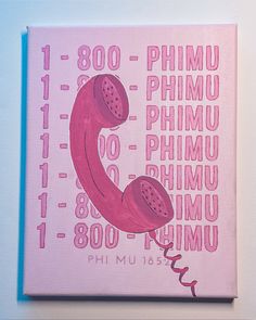 a pink painting with numbers on it and a phone in the middle that says phmu