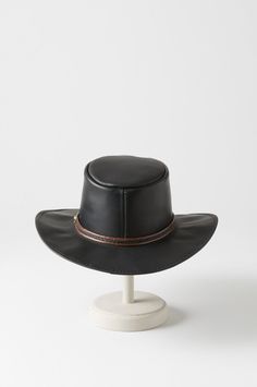 Desperado Leather Western Hat | Overland Leather Riding Hat With Curved Brim, Black Leather Hat For Outdoor, Rugged Leather Hats For Outdoors, Black Leather Hats For Outdoor Activities, Leather Hat With Curved Brim For Riding, Rugged Leather Hat For Outdoor, Leather Curved Brim Riding Hat, Rugged Leather Outdoor Hat, Adjustable Western Leather Hat