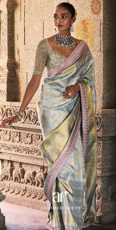 Designer Paithani Saree, India Sari Dress, Pastel Saree Look, Silk Saree Jewellery Ideas, Wedding Reception Saree, Engagement Saree Look