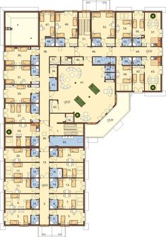 the floor plan for an office building with multiple rooms and two separate areas, including one bedroom