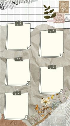 a collage of papers with flowers on them