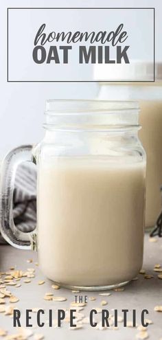 homemade oat milk in a mason jar