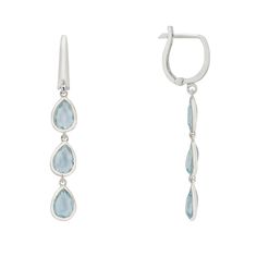 Unveil the enchantment of the Sardinia Triple Teardrop Earrings Silver Blue Topaz where the captivating allure of Blue Topaz takes centre stage.  Each earring features a trio of teardrop-shaped Blue Topaz gemstones, carefully selected for their crystal-clear blue hue that mirrors the tranquil depths of the ocean. These gems are artfully arranged to create a mesmerizing cascade effect, catching the light with every movement and casting a gentle glow upon the wearer. These earrings are more than j Silver And Blue Earrings, Water Earrings, Light Blue Earrings, Silver Lab, Tear Drop Earrings, June Birthstone Jewelry, Understated Luxury, Centre Stage, Zodiac Jewelry