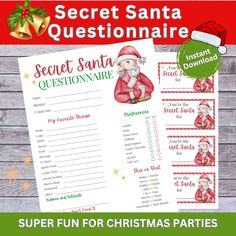 a printable secret santa quiz game for christmas parties