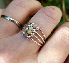 "This ring is a lifesaver for you. It fits perfectly and is exactly what you were looking for: a small, elegant fidget to get you through the day. It is delicate and lovely and is wonderful for discreet stimming and fidgeting. It is beautiful and it fits perfectly. You'll love this one because it's small so You can wear it 24/7 and rarely notice that You are wearing except when You need it. The beads spin freely around the ring. ✔Ring shank 1.2 mm wide ✔Beads sizes :3-4mm Made from: ✔sterling si Fidget Jewelry, Rings Delicate, Yoga Ring, Space Rings, Wire Jewelry Rings, Wire Wrapped Jewelry Diy, Meditation Ring, Worry Ring, Help Yourself