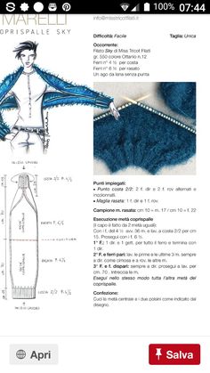 an image of a woman's shawl in blue and white, with instructions for it