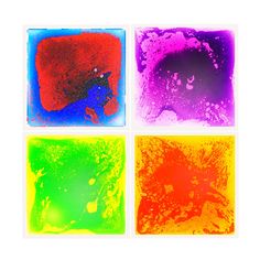 four square paintings with different colors on them