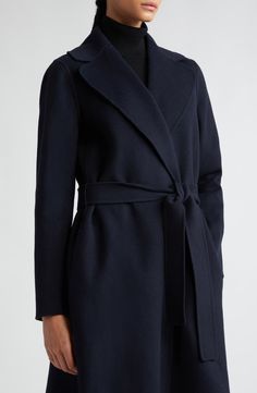 Max Mara Poldo Double Face Wool Wrap Coat | Nordstrom Luxury Belted Wool Coat With Notch Lapel, Formal Wool Coat With Belted Cuffs And Lapel Collar, Formal Wool Coat With Belted Cuffs And Notch Lapel, Formal Belted Wool Coat With Notch Lapel, Office Wool Coat With Notch Lapel And Belted Cuffs, Business Outerwear With Notch Lapel And Self Belt, Belted Wool Coat With Lapel Collar For Work, Belted Wool Coat With Notch Lapel For Business, Business Wool Coat With Belted Lapel Collar