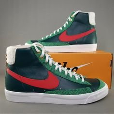 These Are Nike Vintage Blazer Sold Out Christmas Sweater Sneakers Brand New In The Box Youth Size 4 1/2 I Also Included In The Pictures That Conversion Size For A Ladies Which Would Be A 6 To 6 1/2 Which Is How I Have Them Listed Please Look At The Conversion Chart If You’re Buying These For Yourself As These Are Brand New In The Box Nonrefundable So Make Sure They Are Your Size They Are Awesome Tennis Shoes