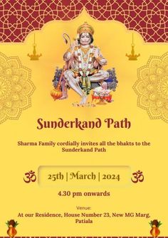 the poster for sunder kapo path with an image of hindu god on it