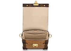 Louis Vuitton Pochette Trunk Verticale Monogram Reverse Brown in Coated Canvas with Gold-tone Louis Vuitton Collection, Louis Vuitton Pochette, Luxury Brands, Trunk, Burberry, Prada, Fendi, Dior, Genuine Leather