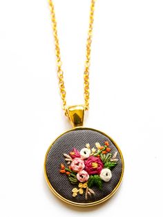 ARIA'S HAND EMBROIDERED WILDFLOWERS NECKLACE Nothing brightens a day like flowers do. So here's some flowers you can wear everyday to bring some cheer to your day and outfit. It never wilts plus it's a conversation piece too! I hand embroider every intricate piece, and each pattern is hand drawn so no two necklaces will be exactly the same. This necklace is proudly handmade in the Philippines. - - - - - - - - - - - - - - - - - - - - - - - - - - - - - - - - - - - - - - - - - - - DETAILS: * Pendan Bohemian Flower Necklace For Weddings, Handmade Round Flower Necklace For Weddings, Bohemian Flower Necklaces For Weddings, Bohemian Flower Pendant Necklace For Wedding, Bohemian Wedding Necklaces With Flower Shape, Bohemian Wedding Necklaces With Flower Charm, Bohemian Embroidered Jewelry For Wedding, Bohemian Wedding Necklace With Flower Shape, Floral Embroidered Flower Jewelry For Weddings