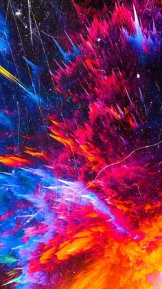 colorful fireworks exploding in the sky with stars