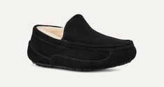 Ascot Slipper Mens Ugg Tazz Slippers, Ascot Ugg Slipper, Uggs Slippers Black, Mens Uggs Slippers, Black Slip-on Slippers With Leather Footbed, Mens Slippers, Slippers, Free Shipping