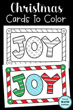 christmas cards to color with the words joy and joy