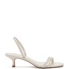 Mini Annie Sandal In Ivory Leather - Larroude Mini Heels, Build Wardrobe, Shoes Png, Feminine Shoes, Neutral Shoes, Basic Heels, Crystal Sandals, Wedding Shoes Flats, Spring Sandals