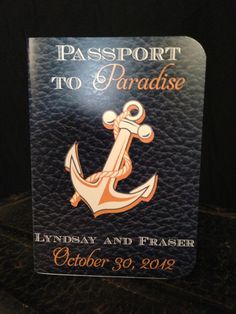 a passport to paradise with an anchor on it