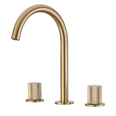 the brass faucet is shown with two small cylindrical knobs on each side