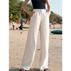 Season:Spring   Fall; Fabric:Linen; Gender:Women's; Style:Fashion; Elasticity:Inelastic; Occasion:Casual Daily; Function:Breathability,Comfortable; Pattern:Plain; Design:Wide Leg,Side Pockets; Pants Type:Pants Trousers,Wide Leg; Front page:FF; Listing Date:01/24/2024; Production mode:External procurement; Hips:; Length:; Waist:; Fit US Size:; Fit UK Size:; Fit EU Size:; Pants Length:Full Length Cotton Linen Pants Women, Formal Pants Women, Bohemian Pants, White Wide Leg Pants, Pants Woman, Woman Casual, Cotton Linen Pants, Mode Casual, Wide Leg Linen Pants