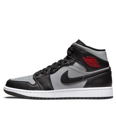 The Air Jordan 1 Mid GS "Shadow" is one of the most iconic sneakers in history, and it looks just as good today. The upper consists of smooth grey leather with contrasting black overlays that feature a color-matched Swoosh for added flair - no matter what you're doing! There are also hints from gym red on this Jumpman Classic Gray Custom Sneakers For Sports, Classic Gray Sneakers With Boost Midsole, Gray Leather Sports Sneakers, Gray Leather Sneakers For Sports, Gray Leather Sneakers With Boost Midsole, Gray High-top Sneakers With Contrast Sole, Gray Sporty Basketball Shoes With Contrast Sole, Classic Gray Sneakers With Contrast Sole, Sporty Gray Basketball Shoes With Contrast Sole