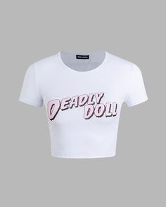 Details: Baby top with letter printLength: NormalSleeve Length: ShortMaterials: 95% Cotton + 5% Spandex Deadly Doll, Y2k Grunge Aesthetic, 90s Accessories, Clueless Fashion, 90s Hip Hop Fashion, Baby Top, Pink M, Crop Top Blouse, Y2k Grunge