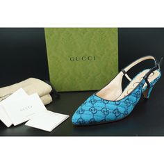 Gucci Charlotte Blue Canvas Gg Strap Pointed Toe Slingback Pumps Size 37 $695 New In Box Condition Notes: Gucci Monogram Charlotte Matelasse Canvas And Nappa Slingback Low Heel Pumps Size 37 In Light Blue. These Stunning Pumps Are Crafted Of Blue Monogram Gg Canvas. These Pumps Feature A Slingback Strap And A 2.75-Inch Heel. 2.8" Covered Heel. Slingback Strap. Pointed Toe. Slip-On Style. Fabric And Leather Leather Lining And Sole. Made In Italy. Purchased From A Brand Authorized Retail Store's D Gucci Spring Slingback Pumps With Heel Strap, Spring Gucci Slingback Pumps With Heel Strap, Gucci Slingback Pumps With Heel Strap For Spring, Gucci Pointed Toe Slingback Pumps For Spring, Spring Gucci High Heel Slingback Pumps, Gucci High Heel Slingback Pumps For Spring, Blue Pointed Toe Slingback Pumps Luxury, Luxury Blue Pointed Toe Slingback Pumps, Gucci Slingback Pumps For Spring Formal