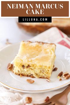 Neiman Marcus cake uses an easy box cake shortcut to create a gooey and nutty butter cake with a tangy cream cheese topping! #neimanmarcuscake #neimanmarcuscakerecipe #cakerecipe #neimanmarcus #cake