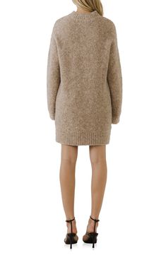 Ribbed trim at the crewneck, cuffs and hem finishes a cozy long-sleeve sweater-dress with a mini-length hem that makes it perfect for a season-spanning wardrobe. 50% polyester, 20% acrylic, 18% nylon, 10% wool, 2% spandex Hand wash, dry flat Imported Casual Knee-length Cardigan For Fall, Textured Knit Long Sleeve Sweater Dress, Wool Sweater Dress For Fall, Winter Sweater Dress With Ribbed Cuffs, Winter Crew Neck Sweater Dress, Winter Textured Knit Crew Neck Sweater Dress, Cozy Long Sleeve Textured Sweater Dress, Casual Wool Sweater Dress For Winter, Cozy Textured Knit Long Sleeve Sweater Dress