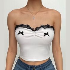 Please refer to our sizing chart for a guideline when choosing a size. 5 business days order processing time. 90% polyester 10% spandex Diy Tube Top, Lace Tube Top, Tube Tops, Lace Hem, Diy Food, Sizing Chart, Cute Tops, Fitness Inspo, Tube Top