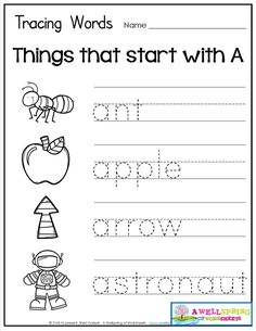 the worksheet for writing words that start with a letter and an apple on it