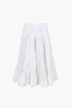 HETTI SKIRT IN WHITE White Skirt Pleated, Midi Skirt Png, Png Skirt, White Tiered Skirt, White Flowy Skirt, Skirt Png, Long White Skirt, White Ruffle Skirt, Skirt Tiered