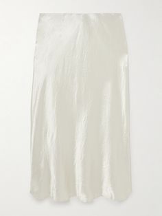 Max Mara's satin midi skirt has a '90s flair, yet still feels really fresh and modern. It's cut to skim over your hips and has a crinkled finish for texture. You can style the off-white shade with earthy neutrals just as easily as bright shades. Earthy Neutrals, White Midi Skirt, Satin Midi Skirt, Exclusive Dress, Black Midi Skirt, Fine Jewelry Designers, Winter 2024, Summer Hats, Clothes Collection