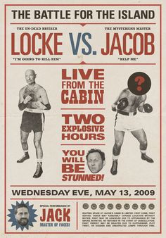 an advertisement for the battle for the island featuring two men in boxing gear and one man with