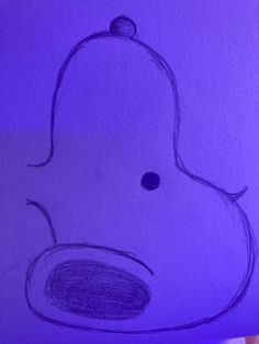 a drawing of a dog's head on purple paper