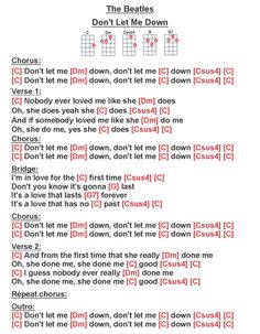 the beatles's don't let me down guitar chords