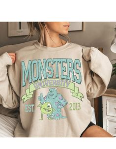 Monsters University Retro Vibes Crewneck: A Vintage Tale of Frights an – Oopsie Daisy Monsters University, University Logo, Monster University, Original Movie, Back In Time, Memory Lane