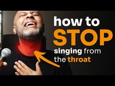 a man singing into a microphone with the words how to stop singing from the throat