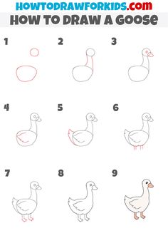 how to draw a goose step by step instructions for kids and beginners in this video, you will learn how to draw a duck