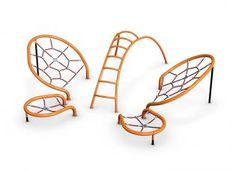 an image of a set of playgrounds for children on white background with clipping path