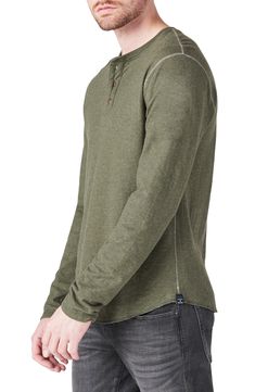 Soft and warm in a two-layer cotton knit, this versatile henley makes the perfect casual-day partner to your favorite five pockets. Crewneck Long sleeves with ribbed cuffs 100% cotton Machine wash, tumble dry Imported Casual Cotton Henley For Casual Gatherings, Casual Henley With Relaxed Fit For Layering, Winter Cotton Top With Henley Neckline, Winter Cotton Tops With Henley Neckline, Casual Cotton Henley For Winter, Casual Ribbed Cotton Polo Sweater, Casual Cotton Henley For Gatherings, Casual Winter Henley For Layering, Cotton Relaxed Fit Henley For Fall