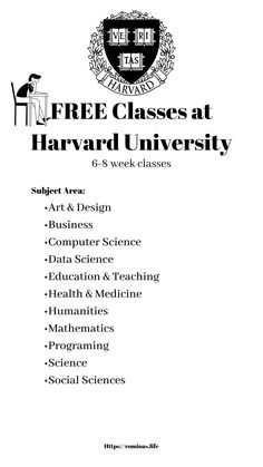 the flyer for free classes at harvard university