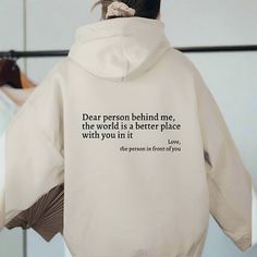 Embrace the chill in the air with the Inspirational Message Oversized Hoodie, a garment that combines warmth and a positive message. This cozy hoodie is not just for warmth; it’s a medium for spreading positivity, featuring a thoughtful message aimed at brightening someone's day. Specifications: Material: Constructed from a blend of cotton and polyester, this hoodie is both durable and comfortable to the touch. Special Features: This hoodie comes with a broad hood, generous sleeves, and a practi Relaxed Fit Slogan Hoodie For Loungewear, Oversized Comfortable Hoodie With Letter Print, Oversized Hoodie With Letter Print, Comfortable, Relaxed Fit Text Print Hoodie For Loungewear, Relaxed Fit Hoodie With Letter Print For Leisure, Relaxed Fit Letter Print Hoodie For Leisure, Winter Hoodie With Text Print And Relaxed Fit, Winter Hoodie With Slogan For Loungewear, Winter Hoodie With Slogan In Relaxed Fit