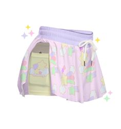 ⚝ Dreamy Pink Flowy Shorts | Candycore Soft Pastel Alt clothing, Y2K Dreams, Kawaii Shorties! Featuring shooting stars, clouds, and dreamy pastel colors. Lounge in these soft shorties and chill - or gift it to that Kawaii loving friend! It makes a perfect gift for Dreamy lovers!   ~  ⚝ 💟Product Details: ❥Handmade design ❥Breathable Comfort. ❥Regular fit ❥ Fabric: 95% polyester and 5% spandex ( Two pocket, waist elastic band) ❥Care Instruction: Machine wash cold with similar colors, do not bleac Harajuku Style Cotton Skort For Summer, Trendy Multicolor Cotton Skort, Pink Flowy Shorts, Pastel Alt, Kawaii Shorts, Pastel Shorts, Alt Clothing, Clothing Y2k, Gamer Shirt